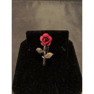 Vintage Rose Flower Gold Tone Brooch Pin  1.5"